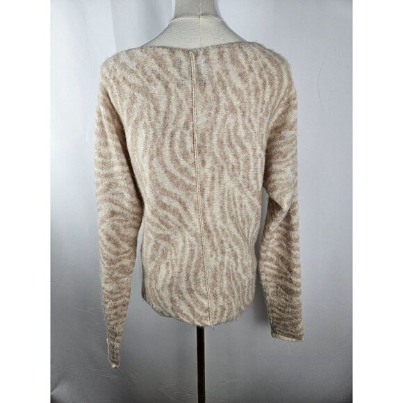 Abercrombie & Fitch Size Small Beige Tan Zebra Print Sweater Animal Scoop Neck - Picture 4 of 10